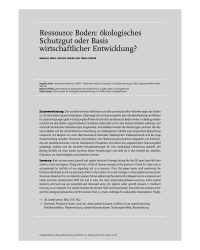 Ressource Boden: ökologisches Schutzgut oder Basis wirtschaftlicher Entwicklung?