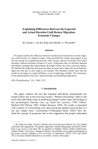 Explaining Differences Between the Expected and Actual Duration Until Return Migration: Economic Changes