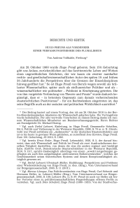 Hugo Preuß als Vordenker einer Verfassungstheorie des Pluralismus