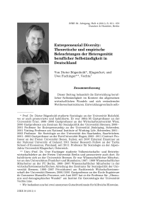 Entrepreneurial Diversity: Theoretische und empirische Beleuchtungen der Heterogenität beruflicher Selbständigkeit in Deutschland
