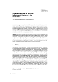 Hochschulranglisten als Qualitätsindikatoren im Wettbewerb der Hochschulen