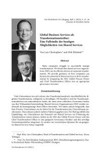 Global Business Services als Transformationstreiber: Eine Fallstudie der heutigen Möglichkeiten von Shared Services