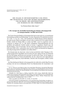 Der Zugang zu Betäubungsmitteln zum Zweck der Selbsttötung nach der neueren Rechtsprechung und im Spiegel der Gesetzesentwürfe zur Neuregelung der Sterbehilfe
