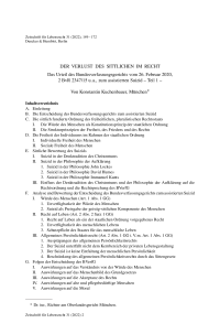 Der Verlust des Sittlichen im Recht