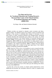 New Data and Services for Vocational Education and Training Research – Research Data Centre of the Federal Institute of Vocational Education and Training (BIBB-FDZ)