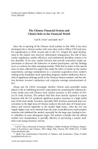 The Chinese Financial System and China’s Role in the Financial World