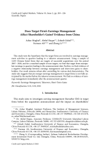 Does Target Firm’s Earnings Management Affect Shareholder’s Gains? Evidence from China