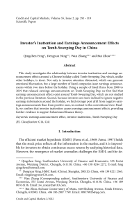 Investor’s Inattention and Earnings Announcement Effects on Tomb-Sweeping Day in China