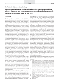 Menschenwürde und Recht auf Leben des ungeborenen Menschen – Ausweg aus einer angenommenen Begründungsaporie