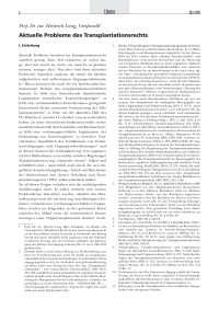 Aktuelle Probleme des Transplantationsrechts