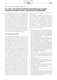 Zur straf- und standesrechtlichen Beurteilung des ärztlich assistierten Suizids und der organisierten Suizidbeihilfe