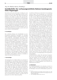 Suizidbeihilfe: Der verfassungsrechtliche Rahmen bundesgesetzlicher Regelungen