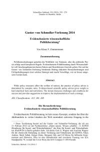 Gustav von Schmoller-Vorlesung 2014: Evidenzbasierte wissenschaftliche Politikberatung