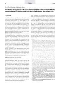 Die Bedeutung der staatlichen Schutzpflicht für das menschliche Leben bezüglich einer gesetzlichen Regelung zur Suizidbeihilfe