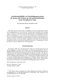 Anreizkompatibilität von Entschädigungssystemen für Kosten und Verluste aus Tierseuchenausbrüchen in der Europäischen Union