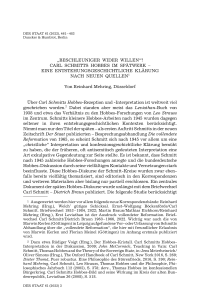 „Beschleuniger wider Willen“? Carl Schmitts Hobbes im Spätwerk – eine entstehungsgeschichtliche Klärung nach neuen Quellen