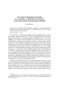 The Origin of Being-historical Motifs in Contributions to Philosophy: The Gesture of the Earth and the Proprietorship of Dwelling