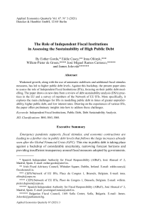 The Role of Independent Fiscal Institutions in Assessing the Sustainability of High Public Debt