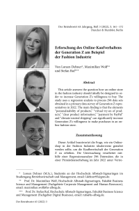 Erforschung des Online-Kaufverhaltens der Generation Z am Beispiel der Fashion Industrie