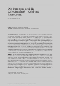 Die Eurozone und die Weltwirtschaft – Geld und Ressourcen