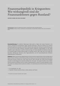 Finanzmarktpolitik in Kriegszeiten: Wie wirkungsvoll sind die Finanzsanktionen gegen Russland?