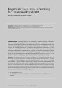 Kryptoassets als Herausforderung für Finanzmarktstabilität