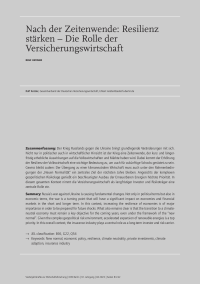 Nach der Zeitenwende: Resilienz stärken – Die Rolle der Versicherungswirtschaft