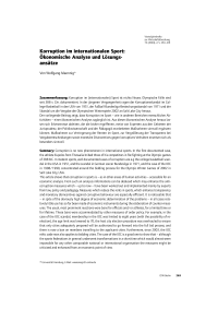 Korruption im internationalen Sport: Ökonomische Analyse und Lösungsansätze