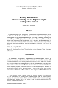 Coining Neoliberalism: Interwar Germany and the Neglected Origins of a Pejorative Moniker