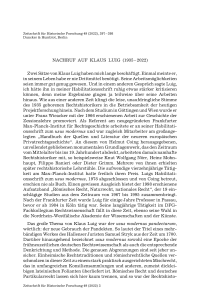 Nachruf auf Klaus Luig (1935 – 2022)