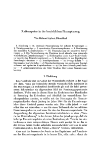 Risikoaspekte in der betrieblichen Finanzplanung