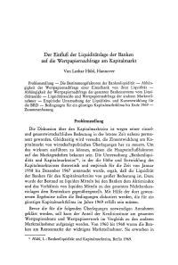 Der Einfluß der Liquiditätslage der Banken auf die Wertpapiernachfrage am Kapitalmarkt