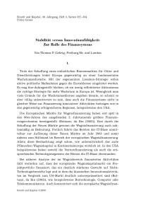 Stabilität versus Innovationsfähigkeit: Zur Rolle des Finanzsystems