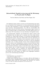 Aktienrückkauf, Kapitalverwässerung und die Bedeutung von Transferable Put Rights