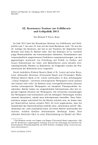 42. Konstanzer Seminar zur Geldtheorie und Geldpolitik 2011