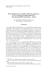 Wertschaffung durch feindliche M&A-Transaktionen in der europäischen Bankenindustrie? - Das Beispiel BNP und Paribas - (Teil I)