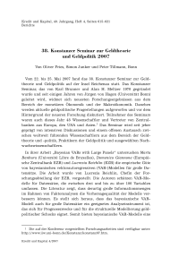 38. Konstanzer Seminar zur Geldtheorie und Geldpolitik 2007