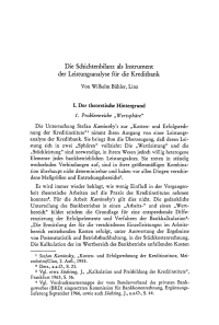 Die Schichtenbilanz als Instrument der Leistungsanalyse für die Kreditbank