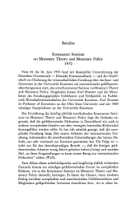 Konstanzer Seminar on Monetary Theory and Monetary Policy 1970