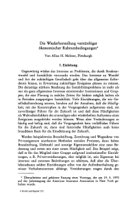 Die Wiederherstellung vernünftiger ökonomischer Rahmenbedingungen