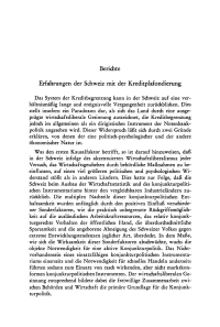 Erfahrungen der Schweiz mit der Kreditplafondierung