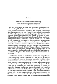 Amerikanische Wohnungsfinanzierung — Versuch einer vergleichenden Studie