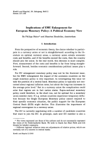 Implications of EMU Enlargement for European Monetary Policy: A Political Economy View