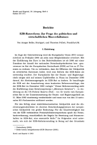 EZB-Ratsreform: Zur Frage des politischen und wirtschaftlichen Missverhältnisses