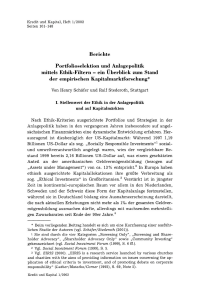 Portfolioselektion und Anlagepolitik mittels Ethik-Filtern — ein Überblick zum Stand der empirischen Kapitalmarktforschung