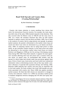 Bond Yield Spreads and Country Risk: A Lasting Relationship?