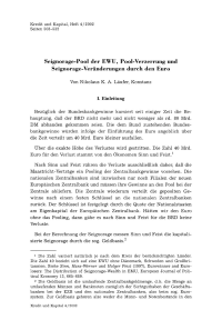 Seignorage-Pool der EWU, Pool-Verzerrung und Seignorage-Veränderungen durch den Euro