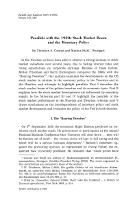 Parallels with the 1920s Stock Market Boom and the Monetary Policy