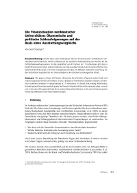 Die Finanzsituation norddeutscher Universitäten: Ökonomische und politische Schlussfolgerungen auf der Basis eines Ausstattungsvergleichs