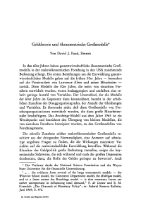 Geldtheorie und ökonometrische Großmodelle